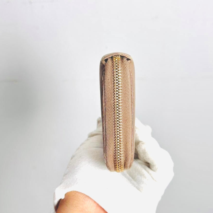 YSL Yves Saint Laurent Warm Taupe GHW Cassandre Smooth Leather Zippy Zip Around Long Wallet