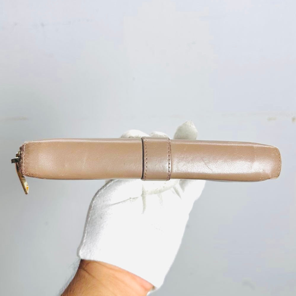 YSL Yves Saint Laurent Warm Taupe GHW Cassandre Smooth Leather Zippy Zip Around Long Wallet