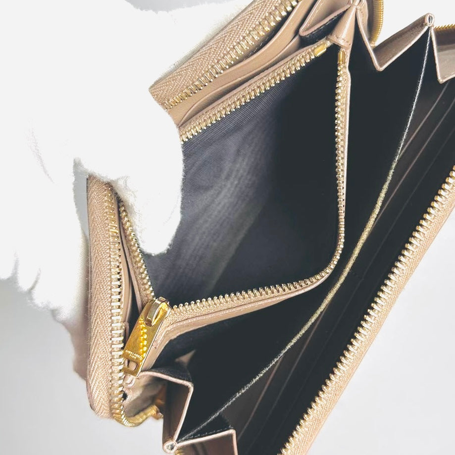 YSL Yves Saint Laurent Warm Taupe GHW Cassandre Smooth Leather Zippy Zip Around Long Wallet