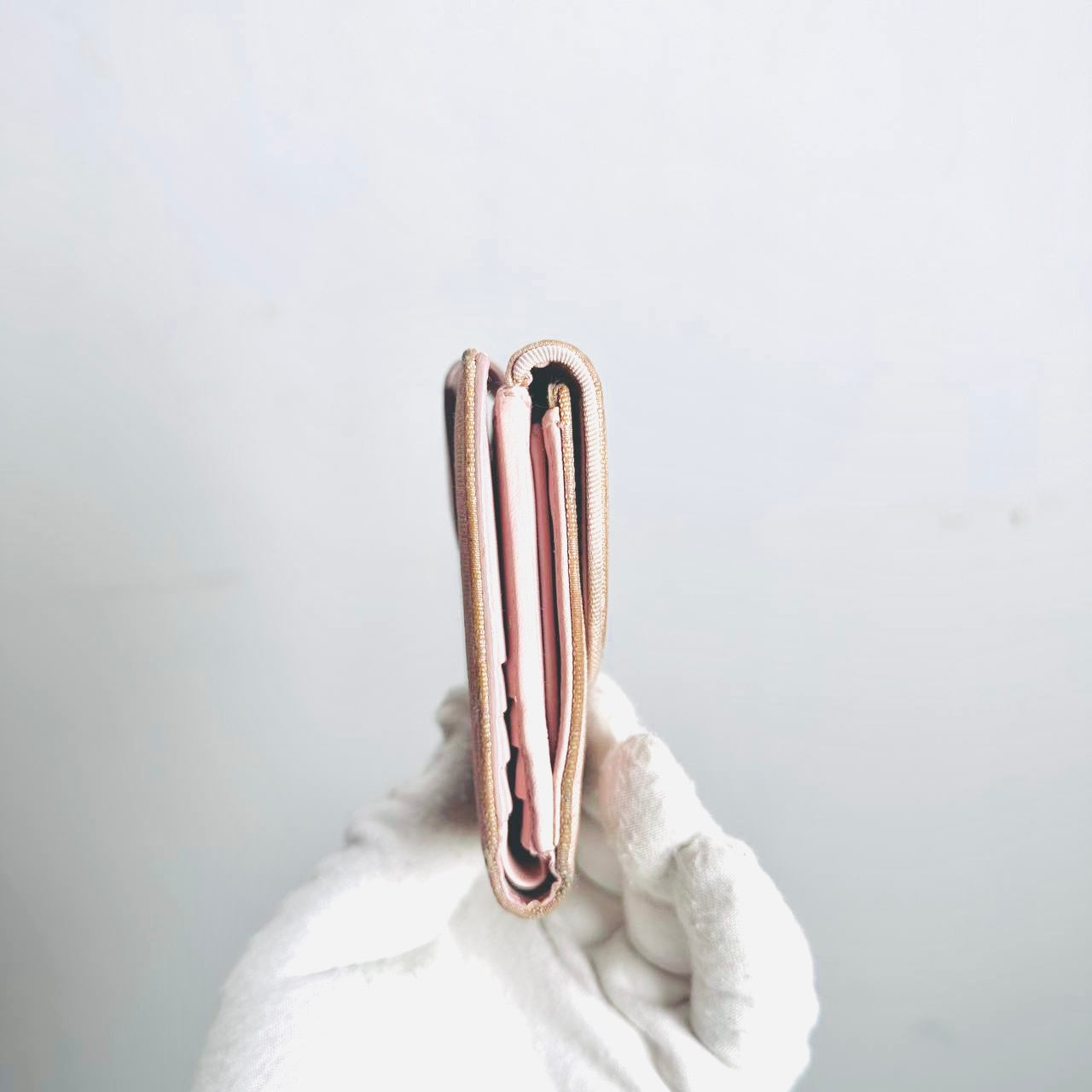 Christian Dior CD Pink Oblique Monogram Logo Compact Flap Bifold Wallet