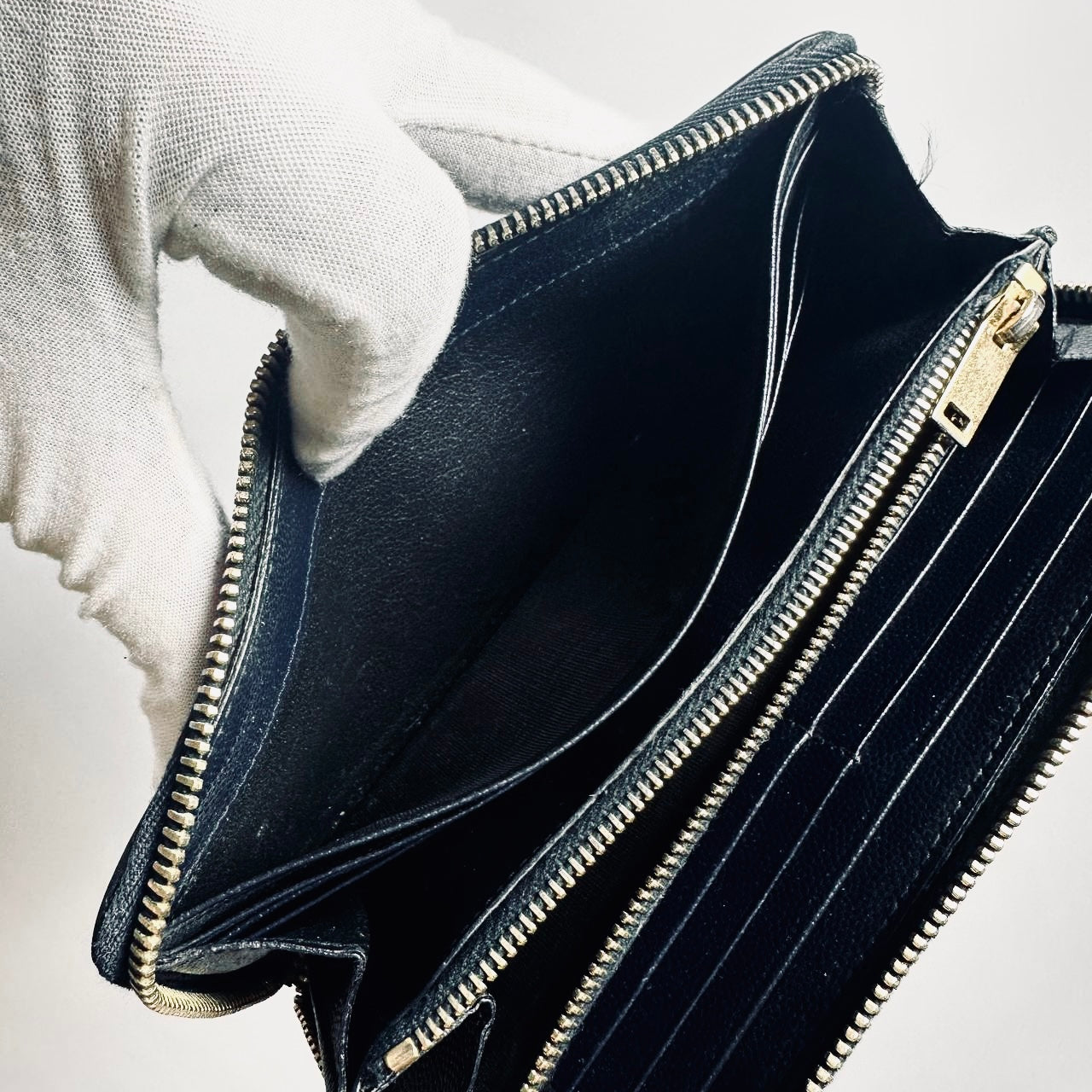 YSL Yves Saint Laurent Navy Blue GHW Cassandre Grain De Poudre Leather Zippy Zip Around Long Wallet