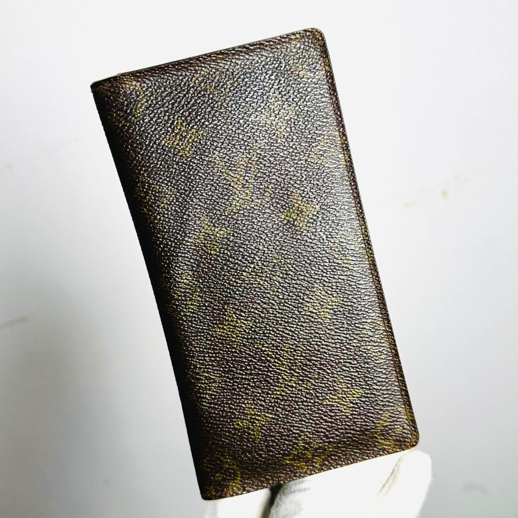 Louis Vuitton LV Brazza Monogram Logo Long Bifold Flap Slim Wallet