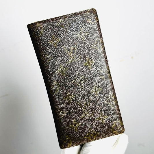 Louis Vuitton LV Brazza Monogram Logo Long Bifold Flap Slim Wallet