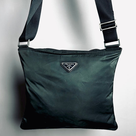 Prada Sage Green Tessuto Classic Monogram Logo Nylon Shoulder Sling Bag