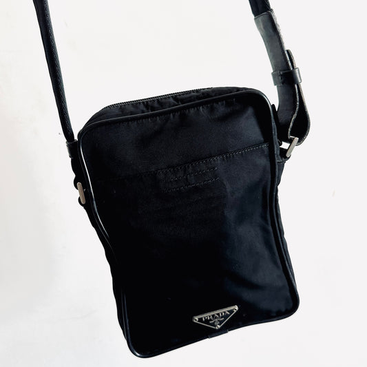 Prada Black Small Classic Tessuto Logo Nylon Shoulder Sling Bag