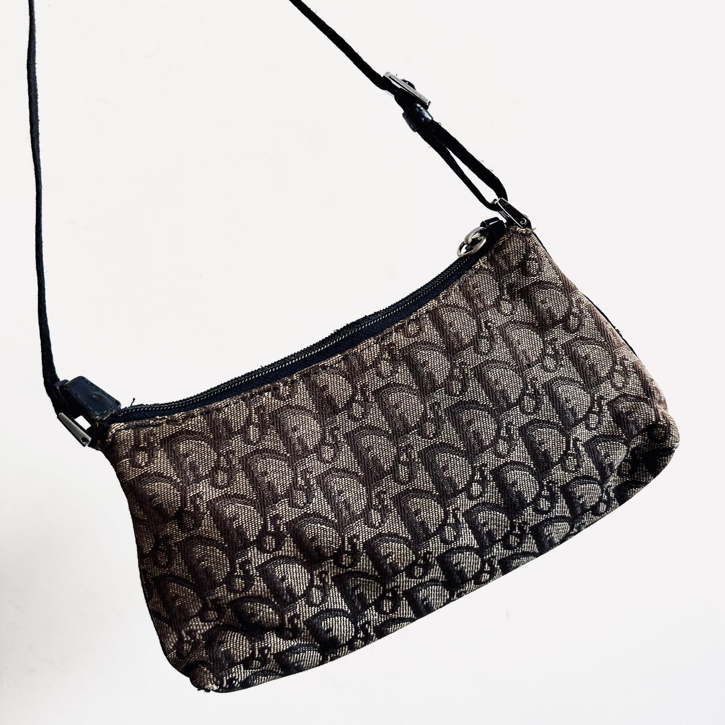 Christian Dior CD Oblique Monogram Logo Saddle Hobo Baguette Pochette Shoulder Sling Bag