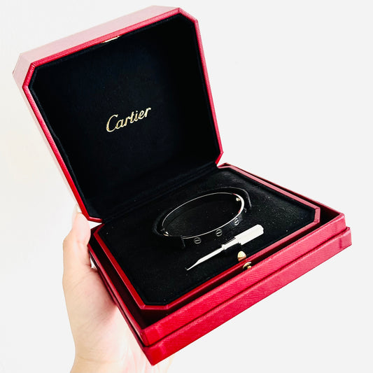 Cartier Love Classic White Gold Bangle Bracelet Size 16