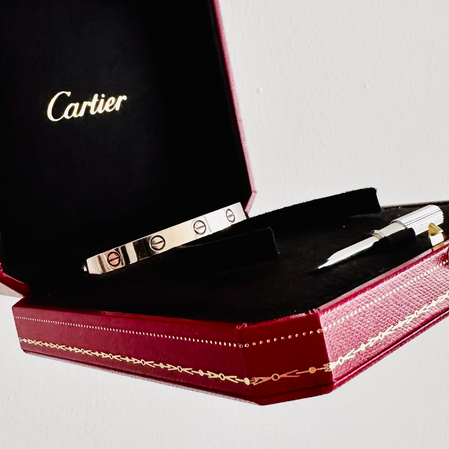 Cartier Love Classic White Gold Bangle Bracelet Size 16