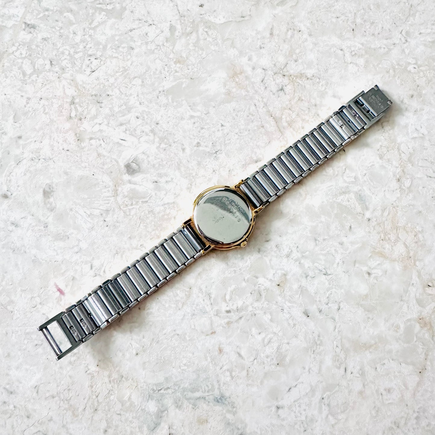 YSL Yves Saint Laurent Gold & Stainless Steel Round Monogram Logo Two Tone 22MM Quartz Watch