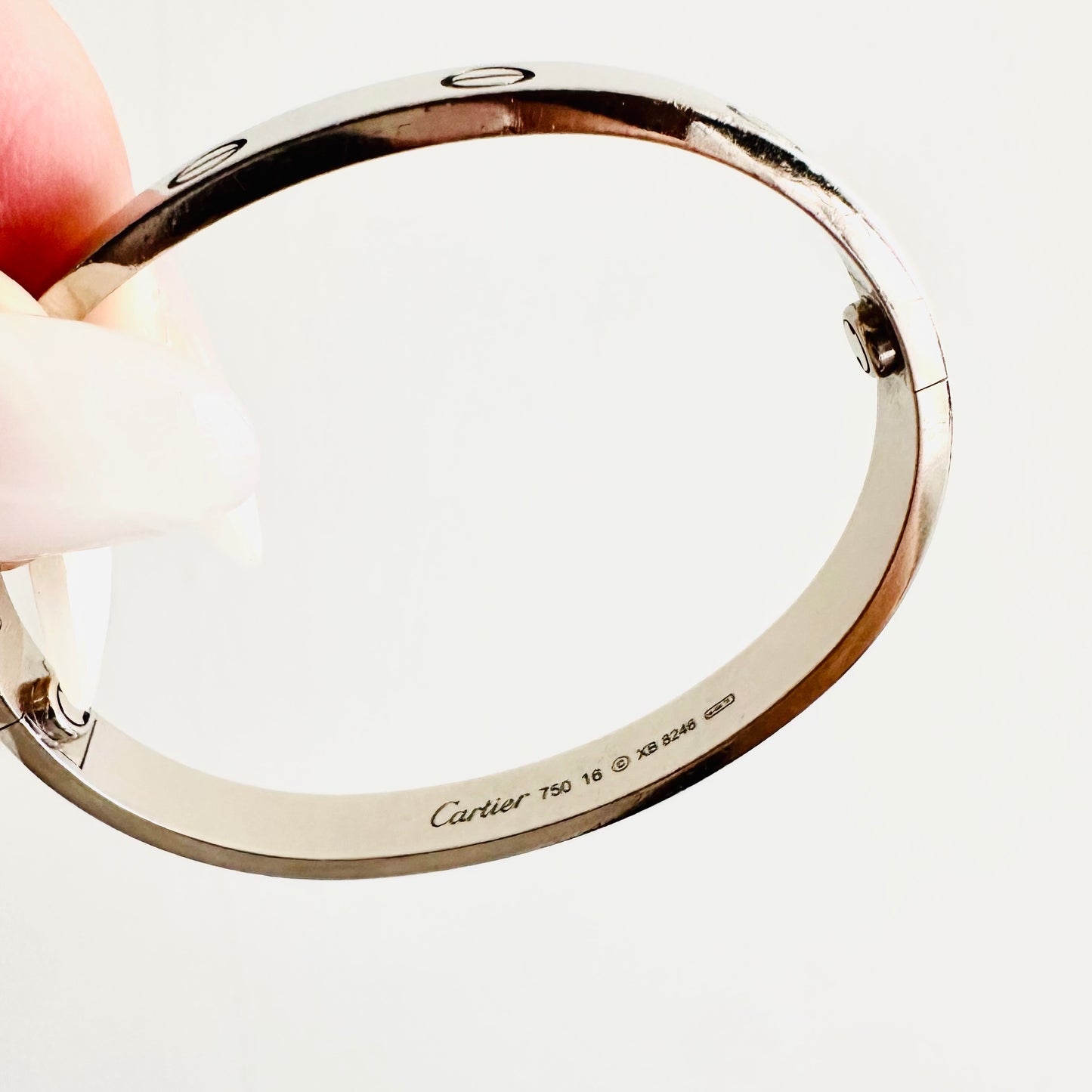 Cartier Love Classic White Gold Bangle Bracelet Size 16