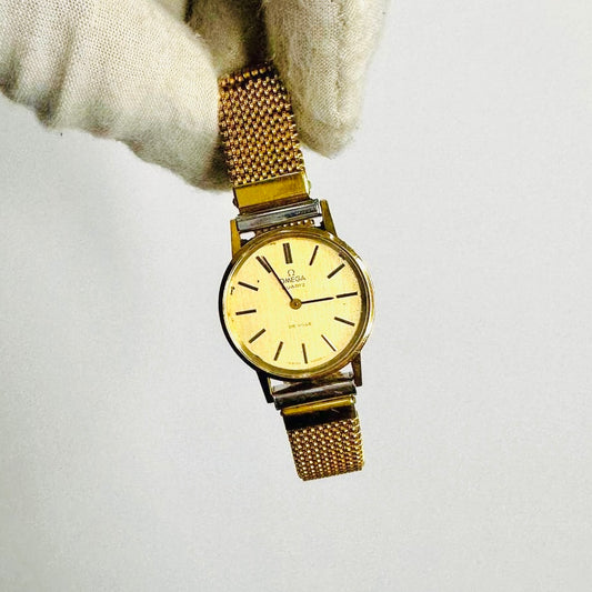 Omega De Ville Gold Dial Stainless Steel 24MM Vintage Watch