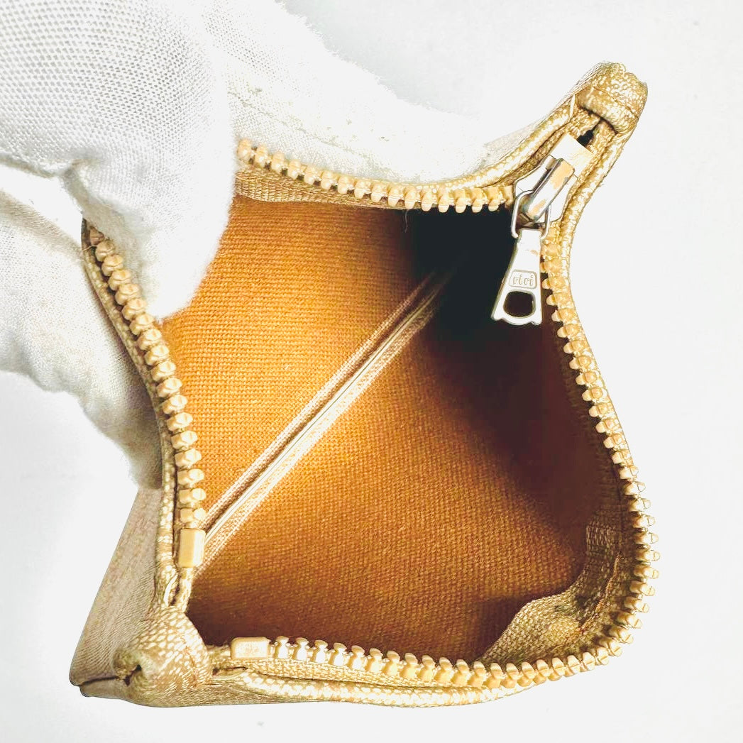 Celine Beige GHW Triomphe Macadam Monogram Logo Vintage Bucket Drawstring Shoulder Sling Bag With Pouch