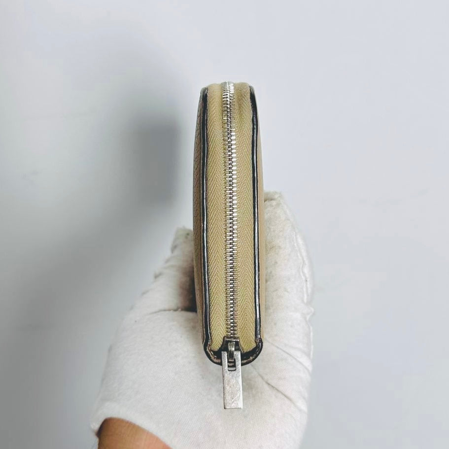 Celine Taupe Logo Drummed Calfskin Leather Large Zippy Zip Around Long Wallet