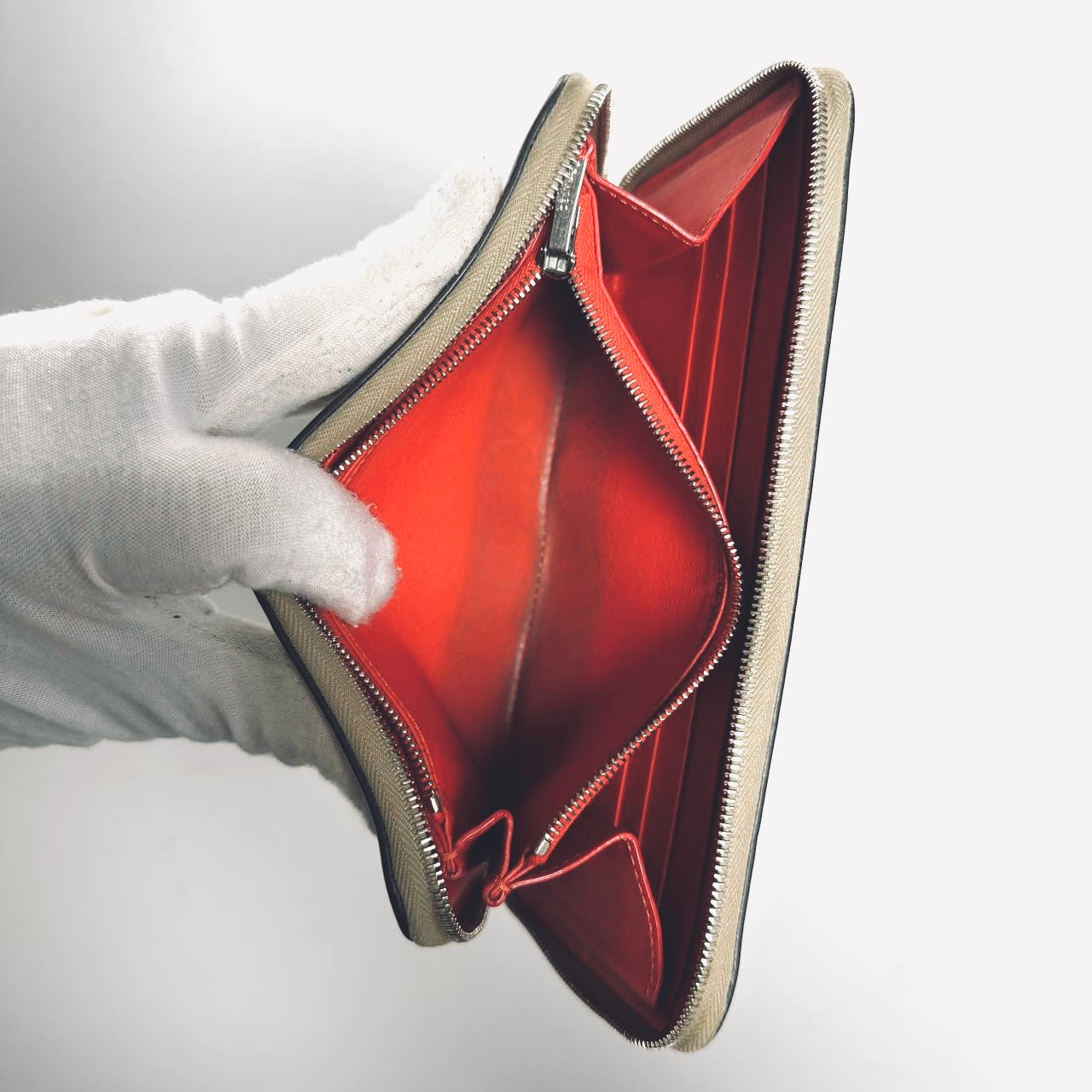 Celine Taupe Logo Drummed Calfskin Leather Large Zippy Zip Around Long Wallet