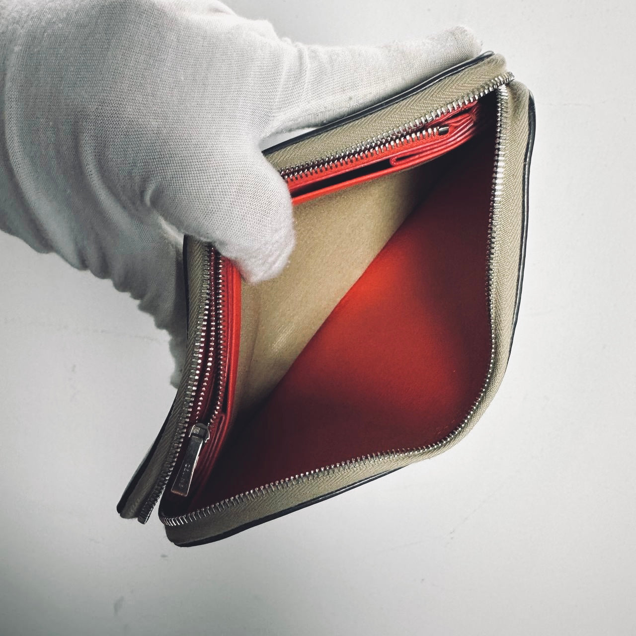 Celine Taupe Logo Drummed Calfskin Leather Large Zippy Zip Around Long Wallet