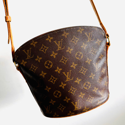 Louis Vuitton LV Drouot Monogram Logo GHW Vintage Shoulder Sling Bag