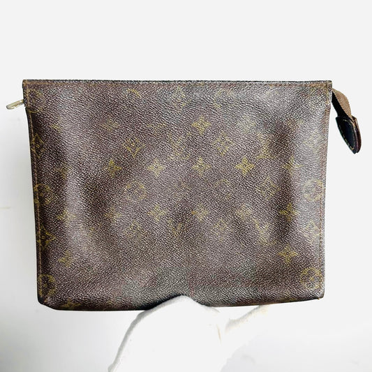 Louis Vuitton LV Monogram Logo GHW Toiletry Pouch 26 Vintage Clutch