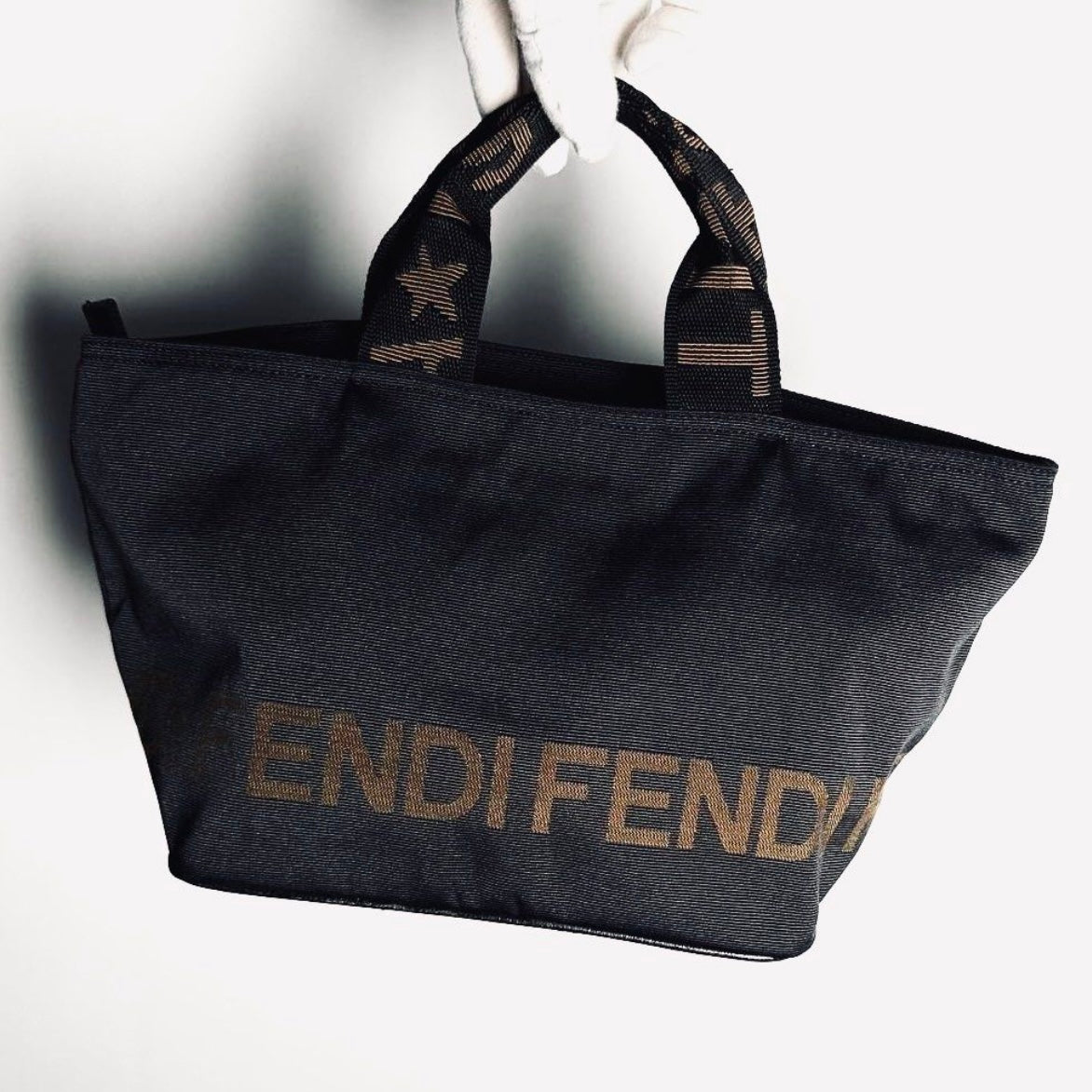 Fendi Black Zucca FF Roma Monogram Logo Bucket Shopper Tote Bag