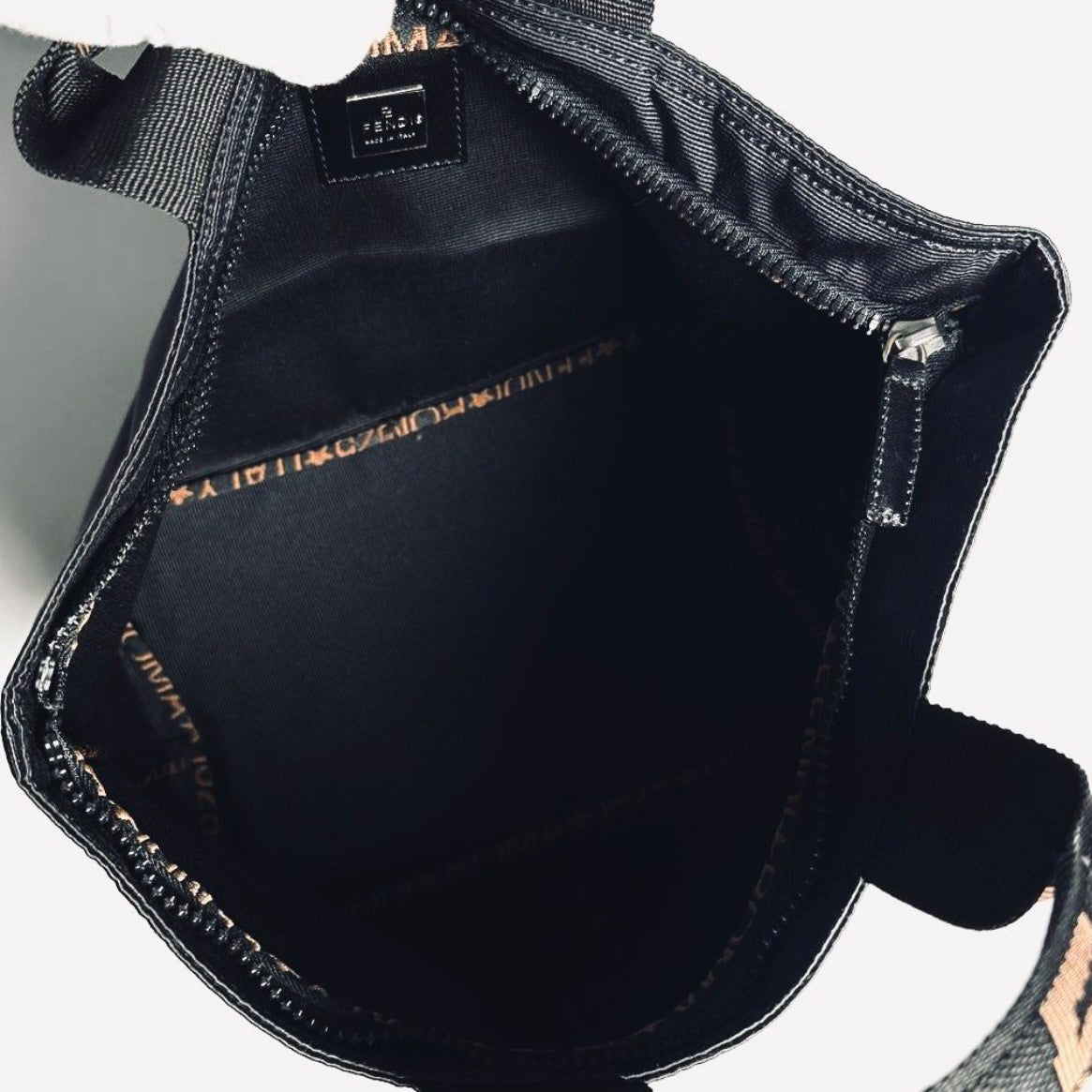 Fendi Black Zucca FF Roma Monogram Logo Bucket Shopper Tote Bag