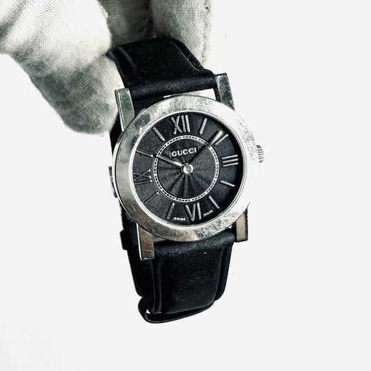 Gucci Black Round Roman Numerals Dial Stainless Steel Watch 27MM 5200L Watch