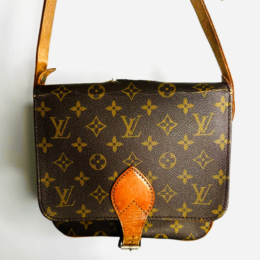 Louis Vuitton LV Cartouchiere Monogram Logo GHW Vintage Flap Shoulder Sling Bag
