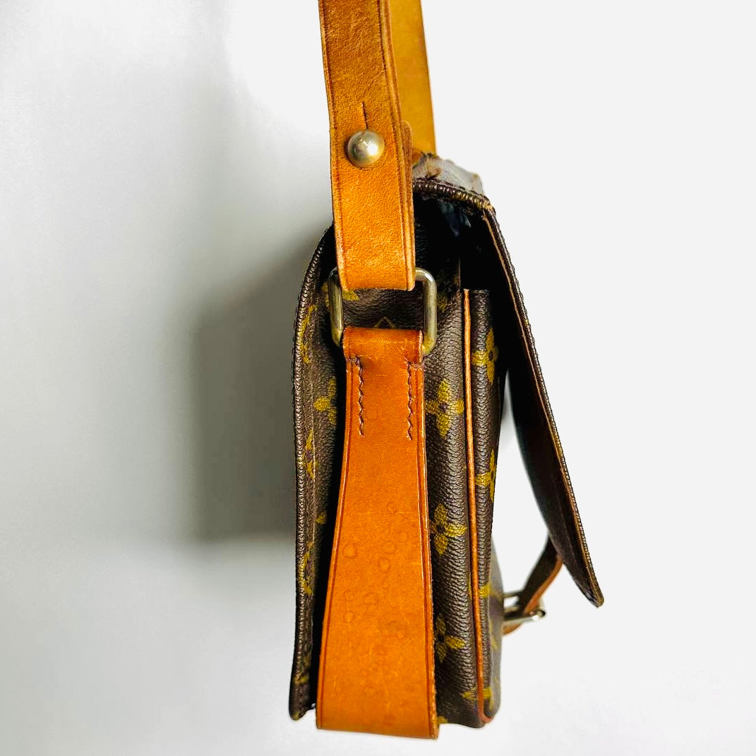 Louis Vuitton LV Cartouchiere Monogram Logo GHW Vintage Flap Shoulder Sling Bag
