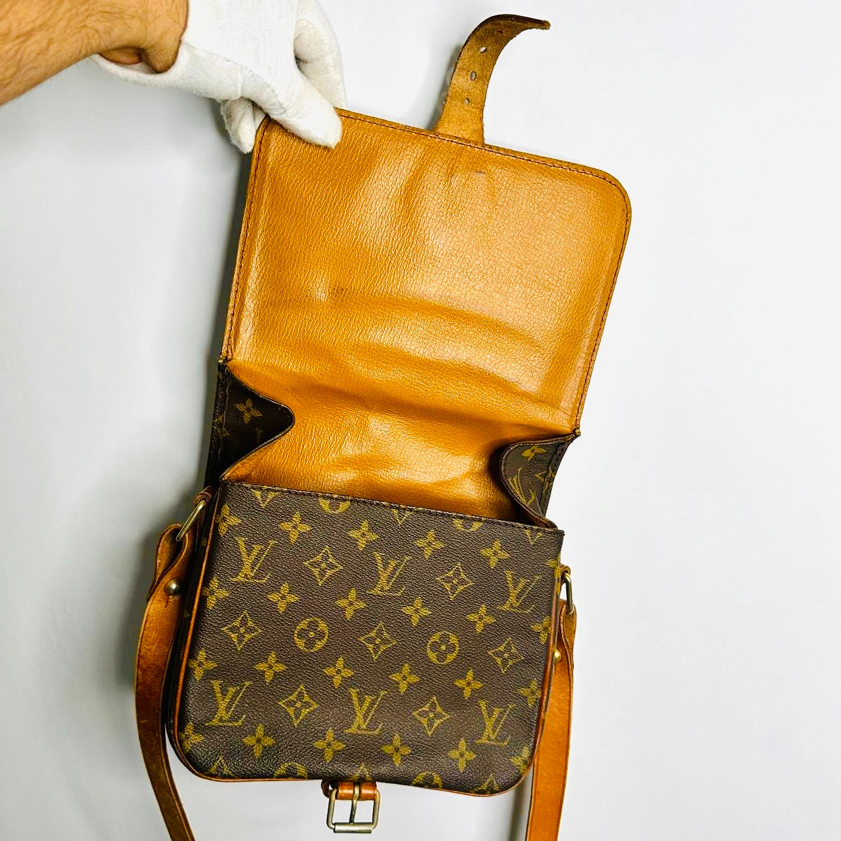 Louis Vuitton LV Cartouchiere Monogram Logo GHW Vintage Flap Shoulder Sling Bag