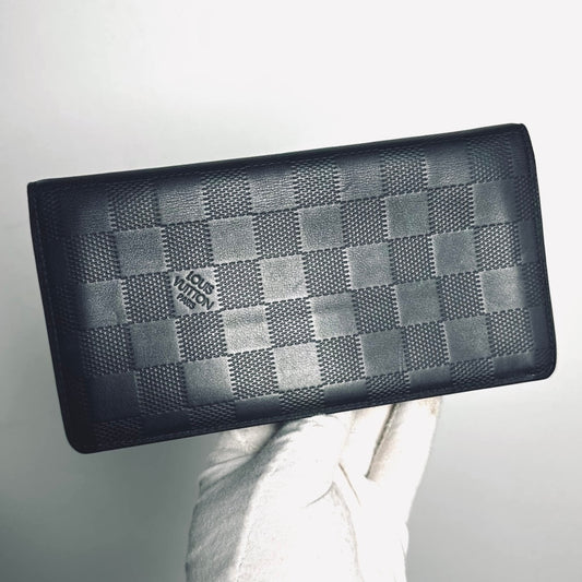 Louis Vuitton LV Brazza Damier Infini Leather Monogram Logo Long Bifold Flap Wallet