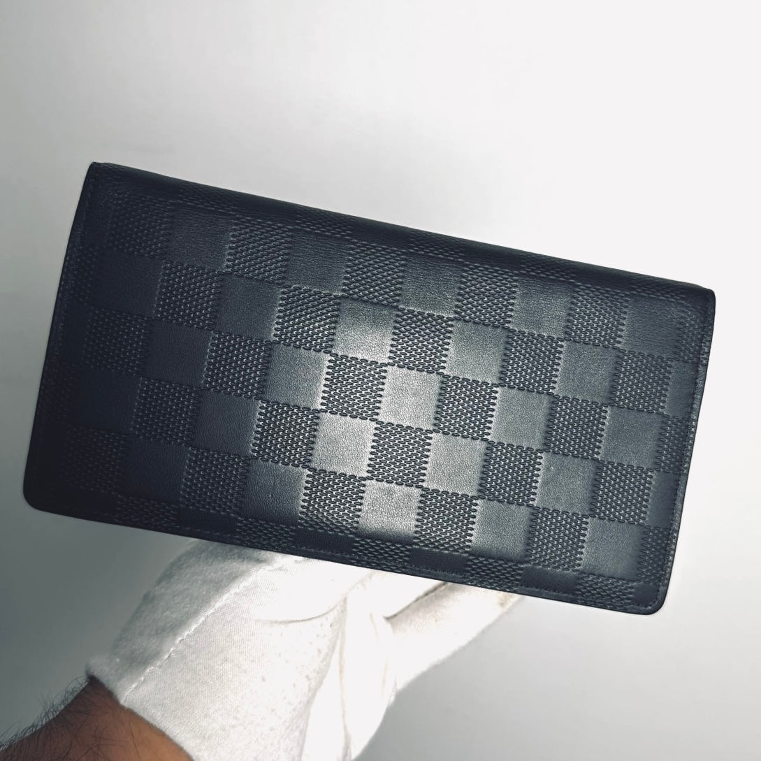 Louis Vuitton LV Brazza Damier Infini Leather Monogram Logo Long Bifold Flap Wallet