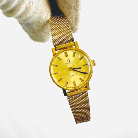 Omega Geneve Gold Round Dial Stainless Steel 23MM Vintage Watch