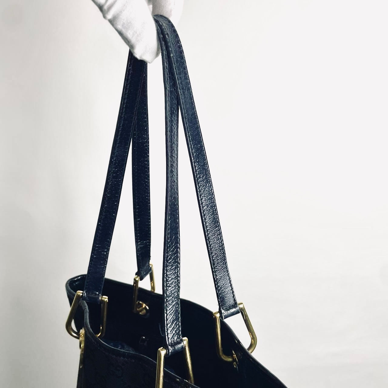 Gucci Black GHW Eclipse GG Monogram Logo Shoulder Shopper Tote Bag