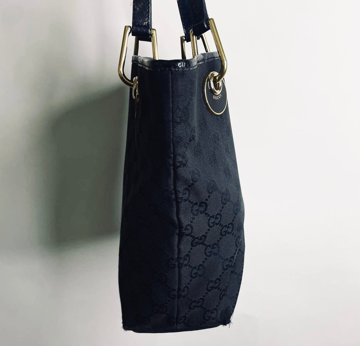Gucci Black GHW Eclipse GG Monogram Logo Shoulder Shopper Tote Bag