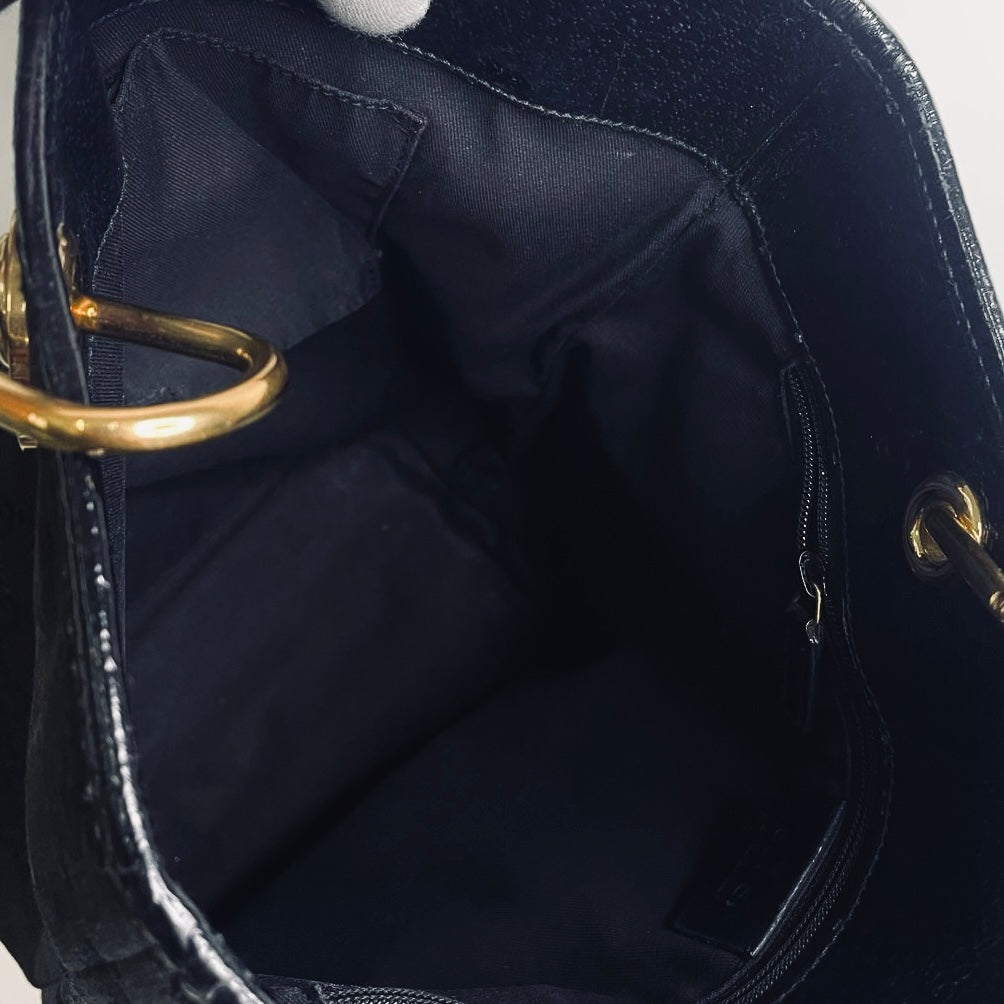Gucci Black GHW Eclipse GG Monogram Logo Shoulder Shopper Tote Bag
