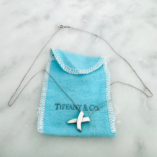 Tiffany & Co T&C Paloma Picasso Cross Pendant Classic 925 Sterling Silver Chain Necklace