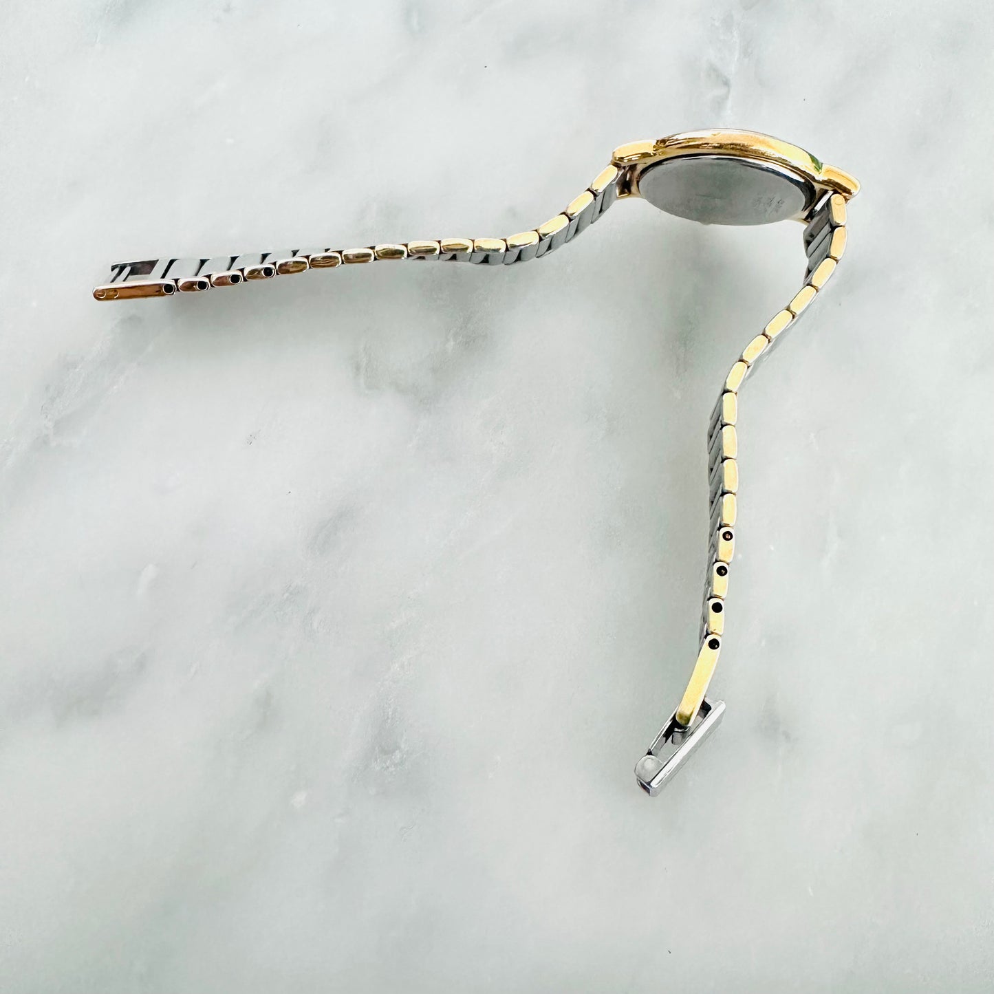 YSL Yves Saint Laurent Gold & Stainless Steel Round Monogram Logo Two Tone 23mm Quartz Watch