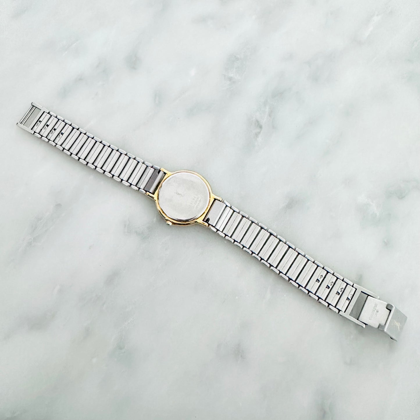 YSL Yves Saint Laurent Gold & Stainless Steel Round Monogram Logo Two Tone 23mm Quartz Watch