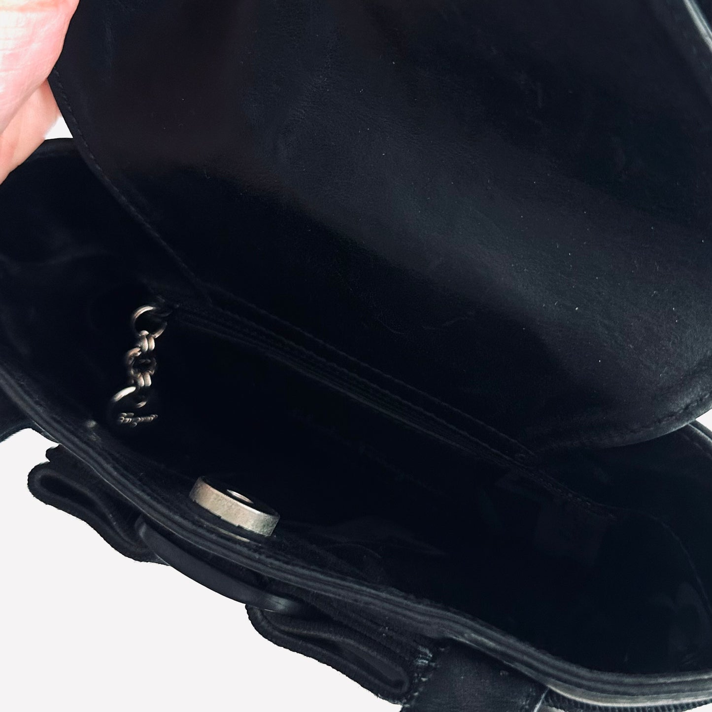 Salvatore Ferragamo Vara Bow Black Monogram Logo Smooth Leather Bucket Top Handle Bag