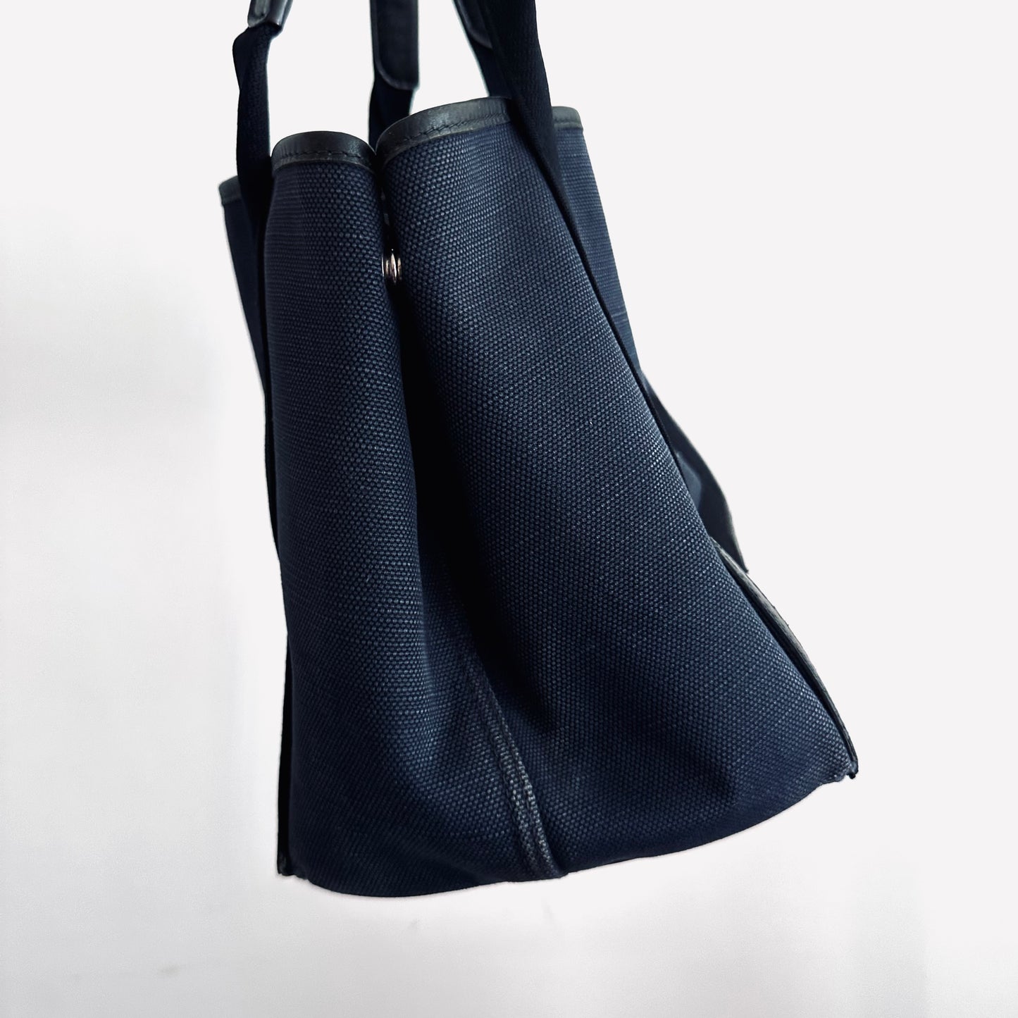 Balenciaga Cabas Navy Blue Denim Monogram Logo Small Shoulder Tote Bag With Pouch