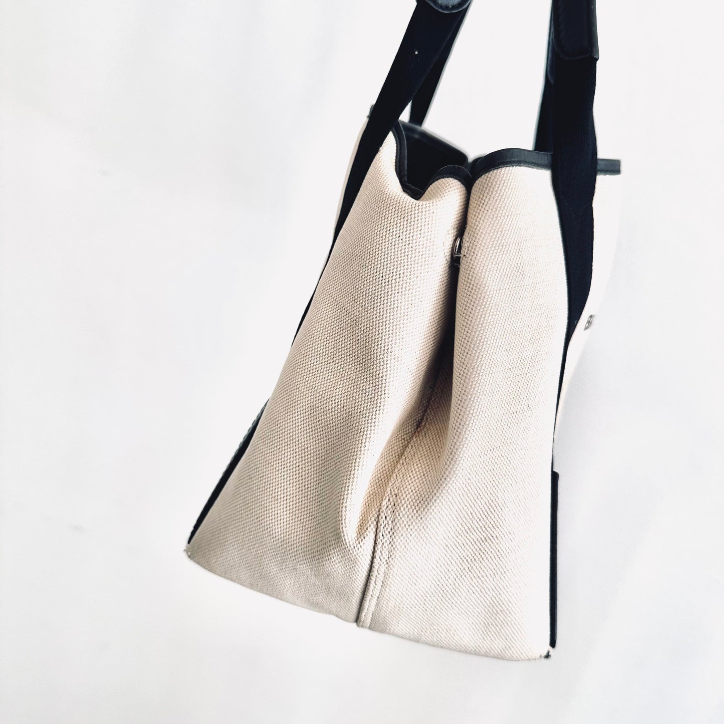 Balenciaga Cabas Black / White Logo Small S Shoulder Tote Bag with Pouch