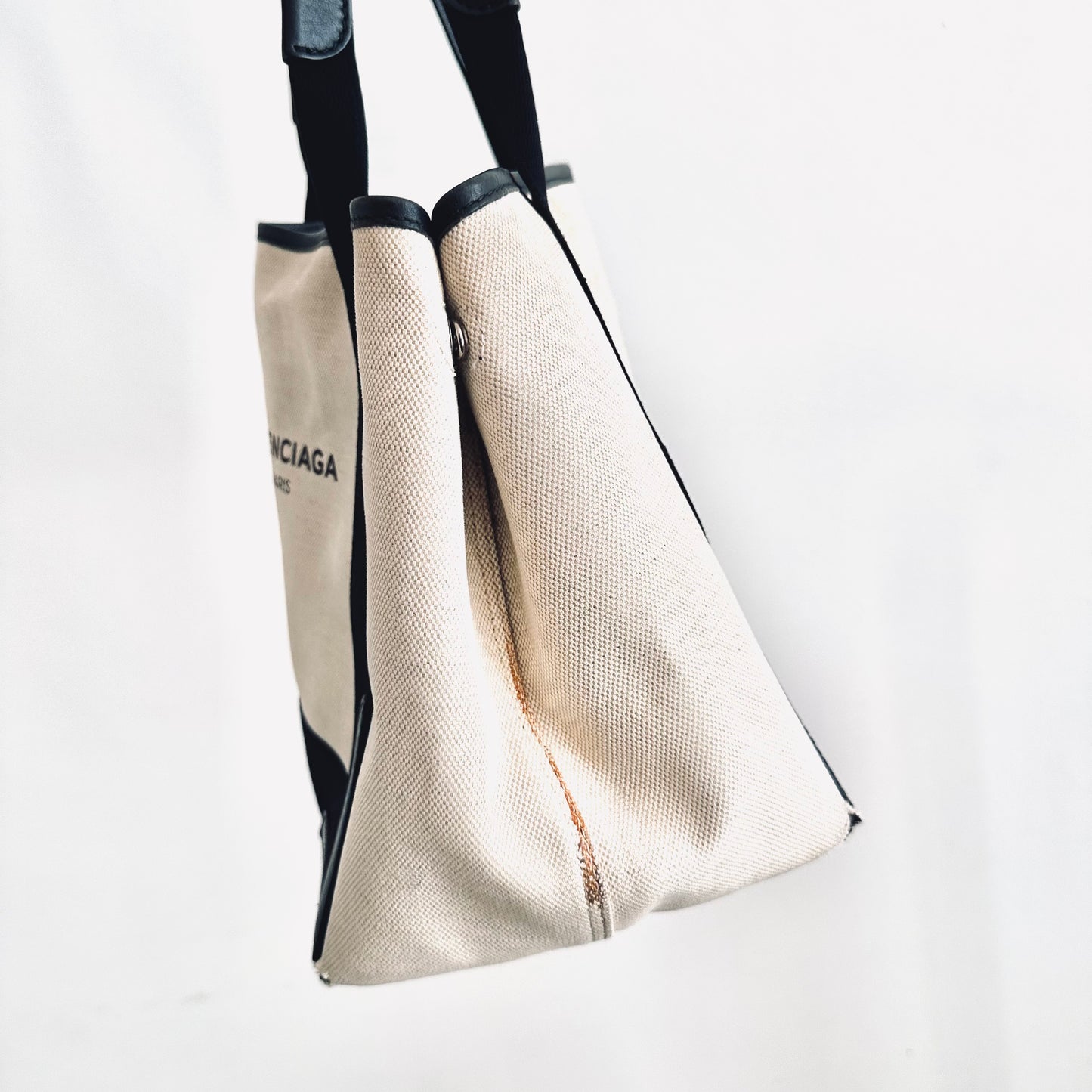 Balenciaga Cabas Black / White Logo Small S Shoulder Tote Bag with Pouch