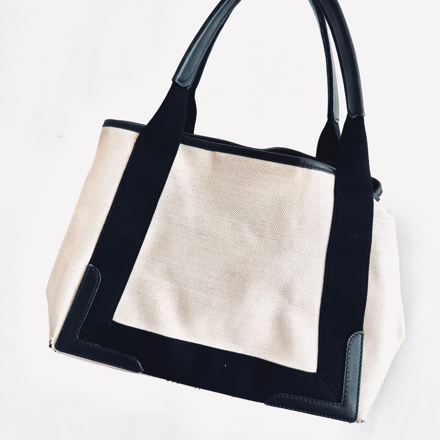 Balenciaga Cabas Black / White Logo Small S Shoulder Tote Bag with Pouch
