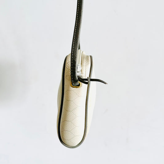 Christian Dior CD White Honeycomb GHW Oblique Monogram Logo Zip Shoulder Sling Bag