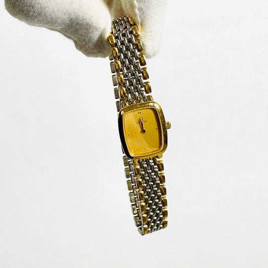 Omega De Ville Gold Rectangular Dial Two Tone Stainless Steel Vintage Quartz 20MM Watch