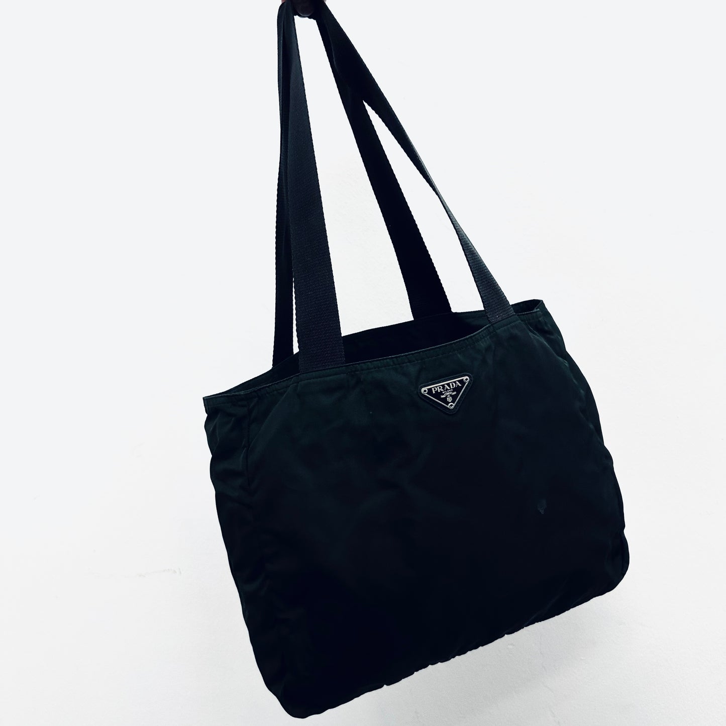 Prada Dark Khaki Tessuto Classic Logo Nylon Shopper Shoulder Tote Bag