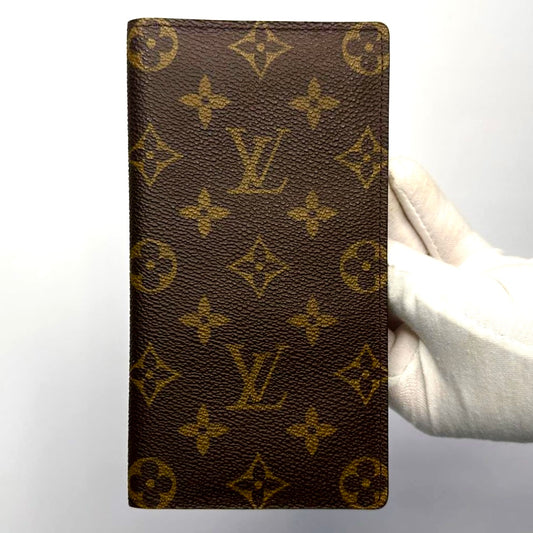 Louis Vuitton LV Brazza Monogram Logo Long Bifold Flap Flat Wallet