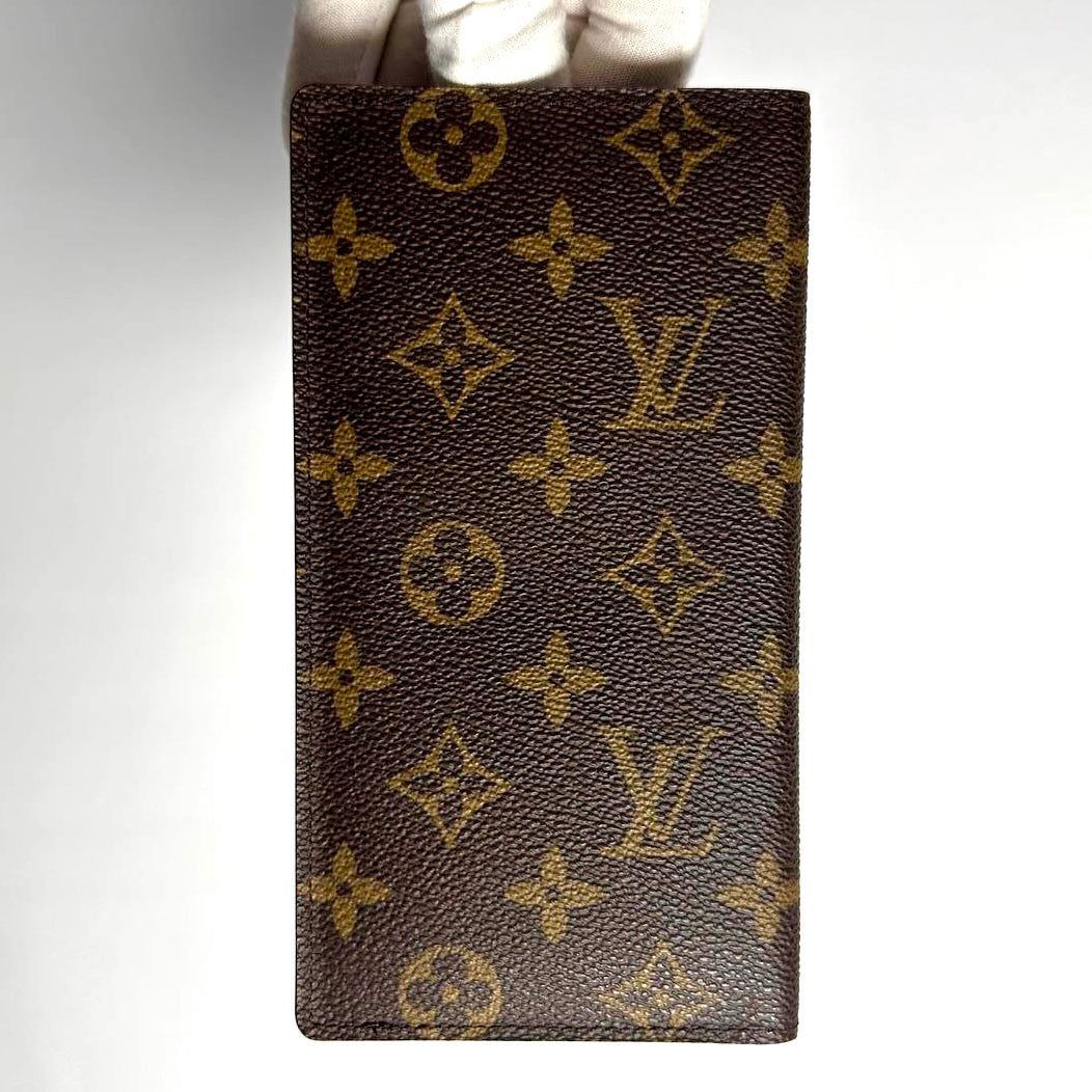 Louis Vuitton LV Brazza Monogram Logo Long Bifold Flap Flat Wallet