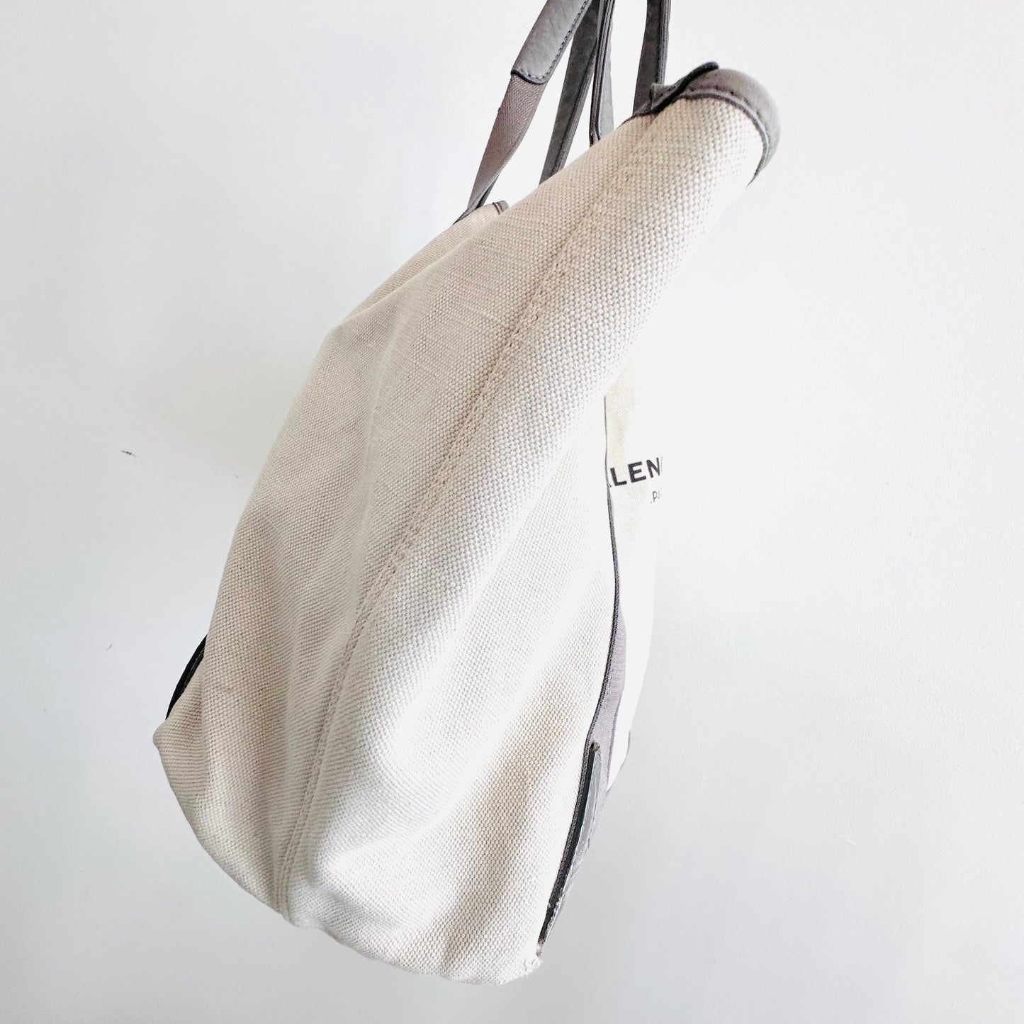 Balenciaga Cabas Grey / White Logo Medium M Shoulder Tote Bag with Pouch