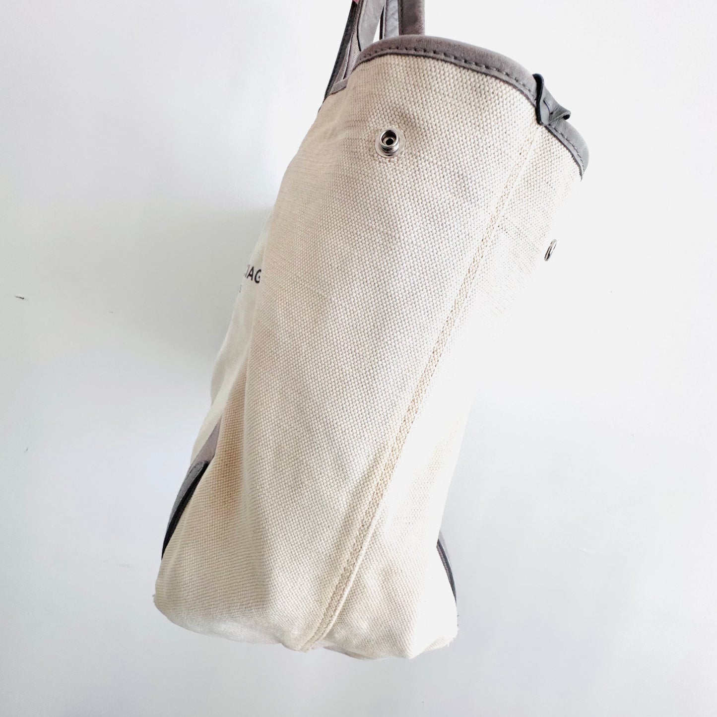 Balenciaga Cabas Grey / White Logo Medium M Shoulder Tote Bag with Pouch