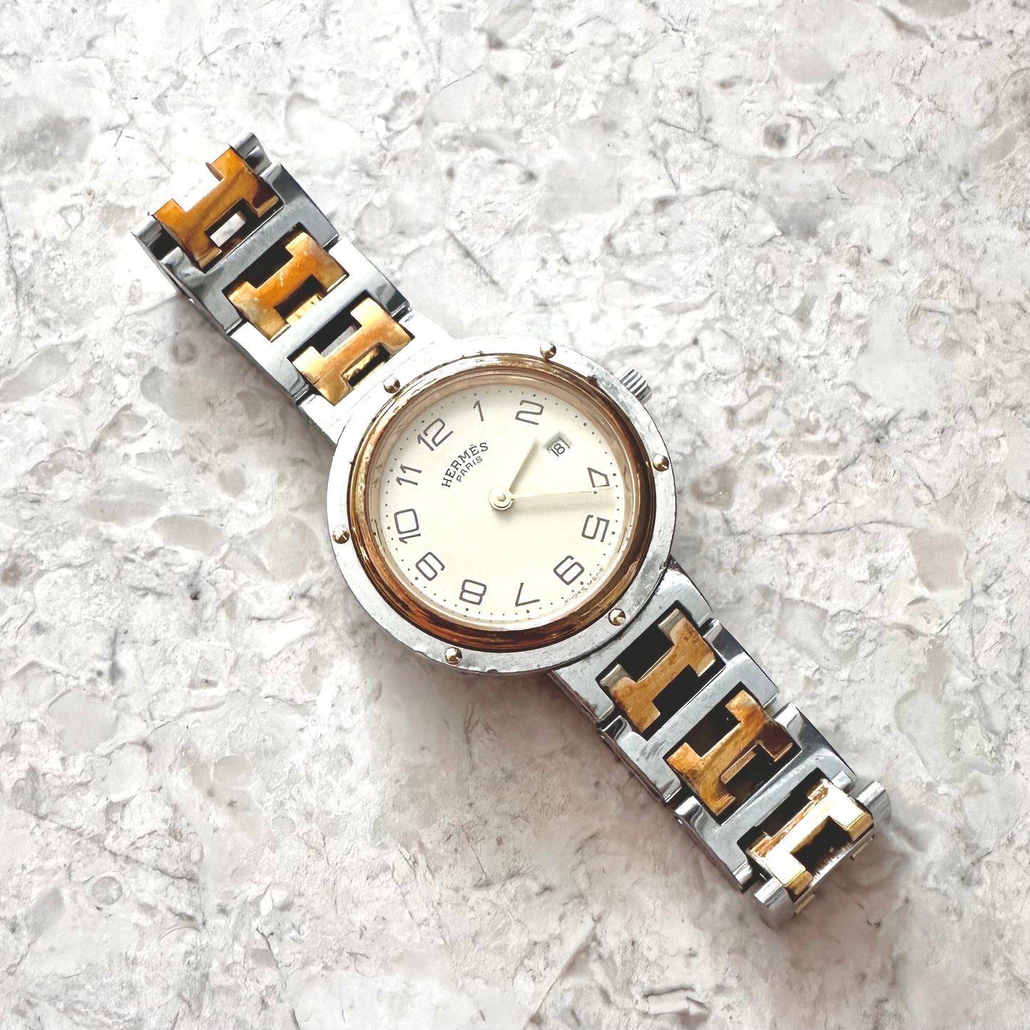 Hermes Arceau Clipper 30mm Two Tone Gold & Stainless Steel Quartz Watch