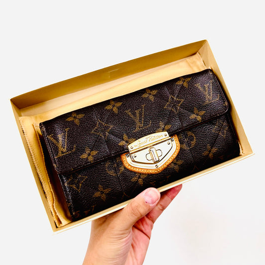 Louis Vuitton LV Etoile Sarah Monogram Logo GHW Puffy Padded Quilted Flap Long Wallet